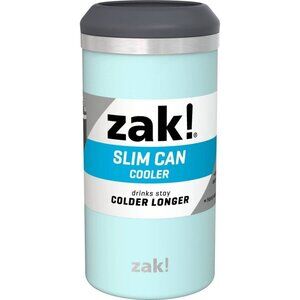 Zak Designs Aqua Blue Slim Can Cooler 12.5oz Double Wall Insulated